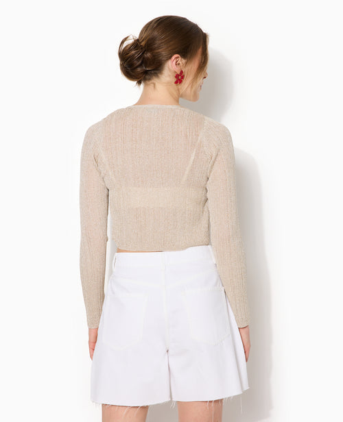 Gilet court en maille lurex avec nouette - PIMKIE - 6