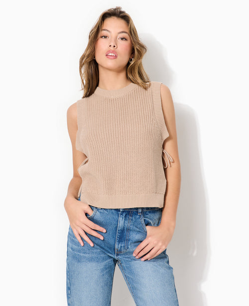 Pull sans manches avec nouettes côtés - PIMKIE - 1