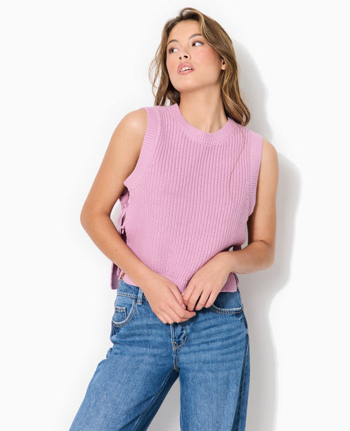 Pull sans manches avec nouettes côtés - PIMKIE - 1