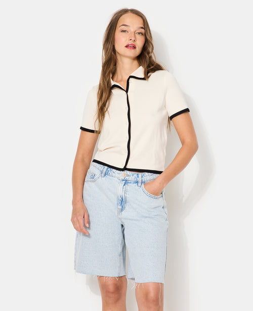 Top gilet en maille fine avec boutons perles - PIMKIE - 1