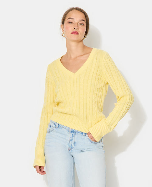 Pull col V en maille torsadée - PIMKIE - 1