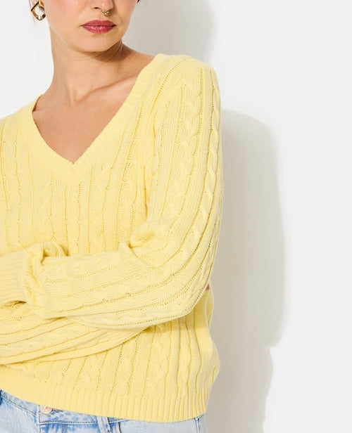 Pull col V en maille torsadée - PIMKIE - 2