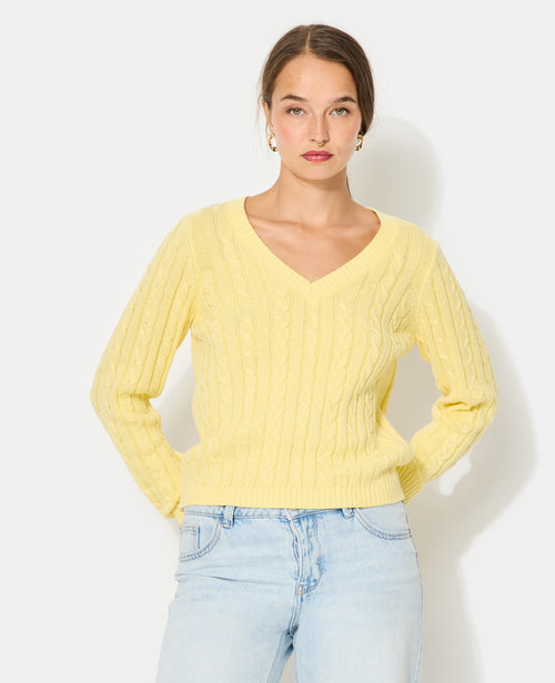 Pull col V en maille torsadée - PIMKIE - 5