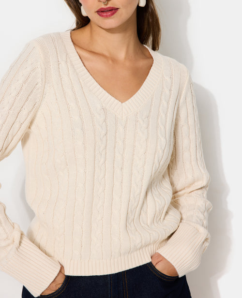 Pull col V en maille torsadée - PIMKIE - 2