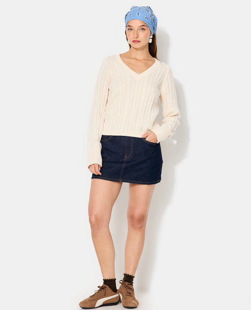 Pull col V en maille torsadée - PIMKIE - 3