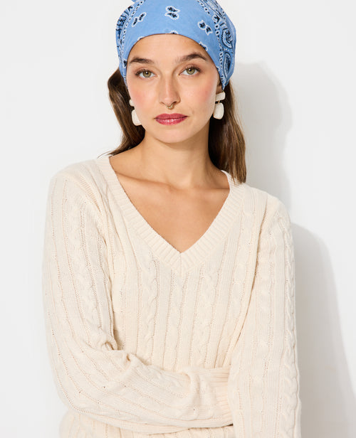 Pull col V en maille torsadée - PIMKIE - 7