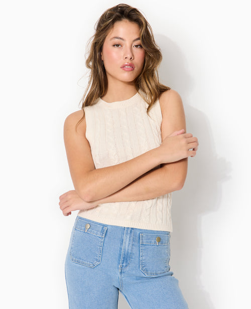 Pull sans manches en maille torsadée - PIMKIE - 7