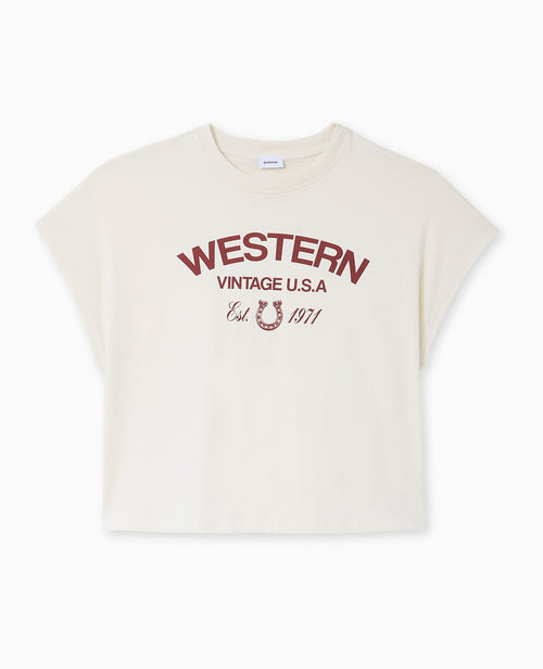 T-shirt court sans manches avec print devant - PIMKIE - 4