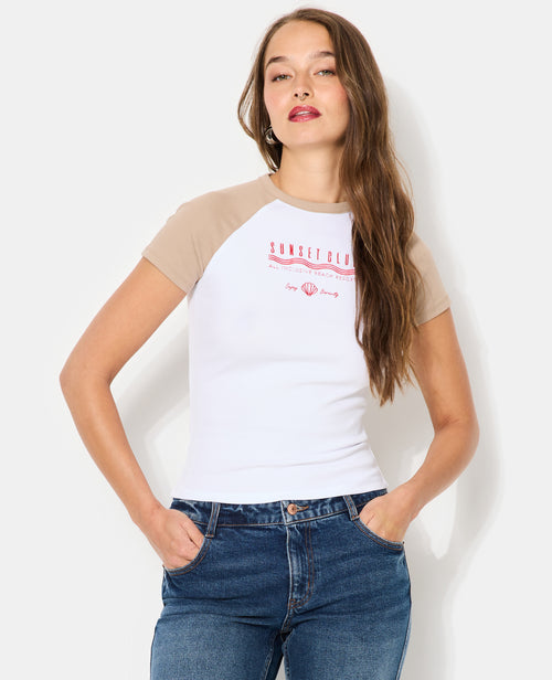 T-shirt manches raglans avec broderie - PIMKIE - 1