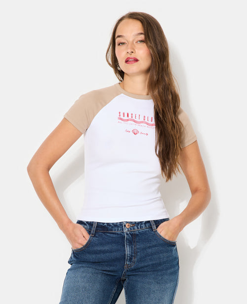 T-shirt manches raglans avec broderie - PIMKIE - 5