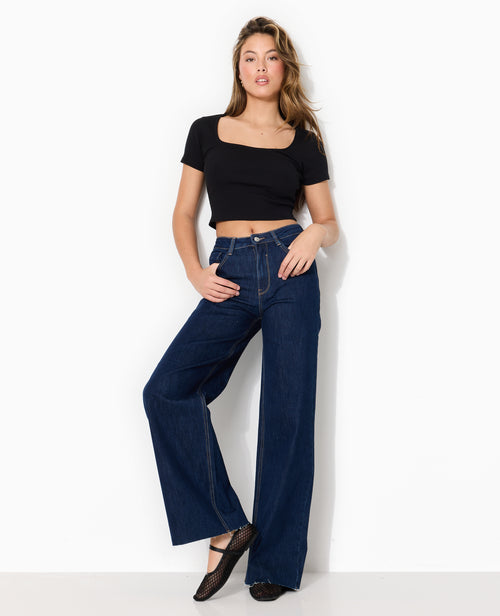 T-shirt court en maille côtelée encolure carrée - PIMKIE - 3