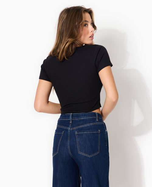 T-shirt court en maille côtelée encolure carrée - PIMKIE - 6