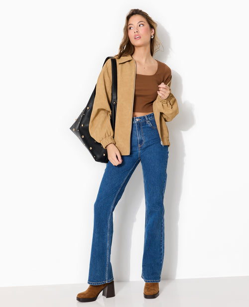 T-shirt court en maille côtelée encolure carrée - PIMKIE - 3