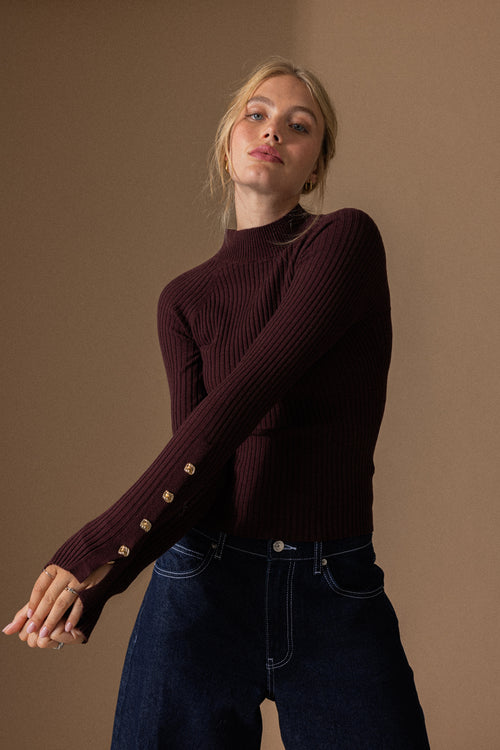 Pull moulant en maille côtelée avec boutons bijoux - PIMKIE - 1