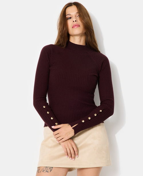 Pull moulant en maille côtelée avec boutons bijoux - PIMKIE - 5