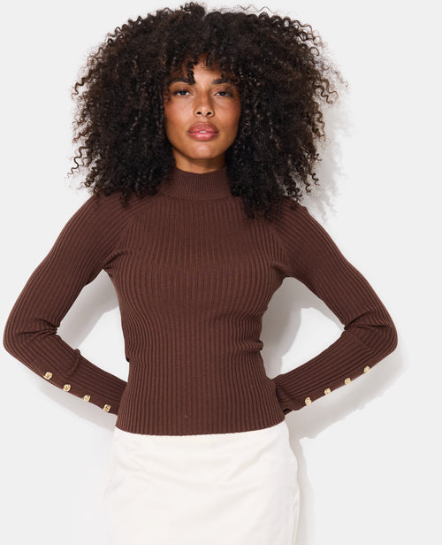 Pull ajusté en maille côtelée avec boutons bijoux - PIMKIE - 1