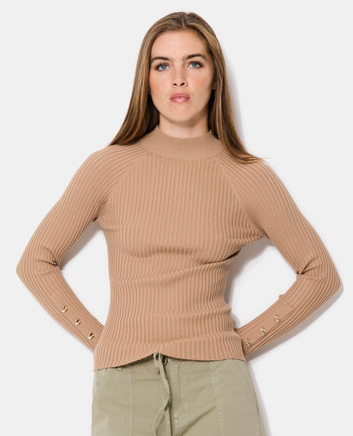 Pull ajusté en maille côtelée avec boutons bijoux - PIMKIE - 1