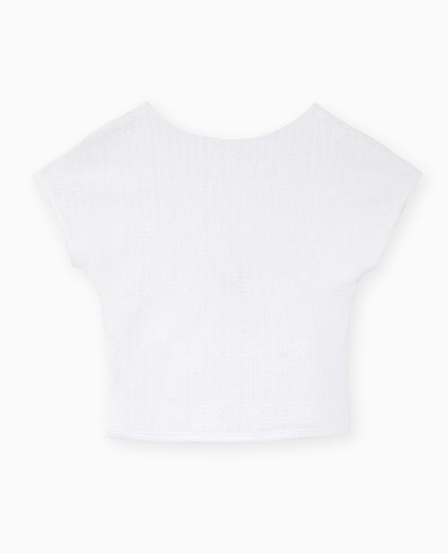 Top court en maille effet dentelle avec dos dégagé - PIMKIE - 4