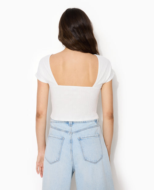 Top court en maille effet dentelle avec dos dégagé - PIMKIE - 6