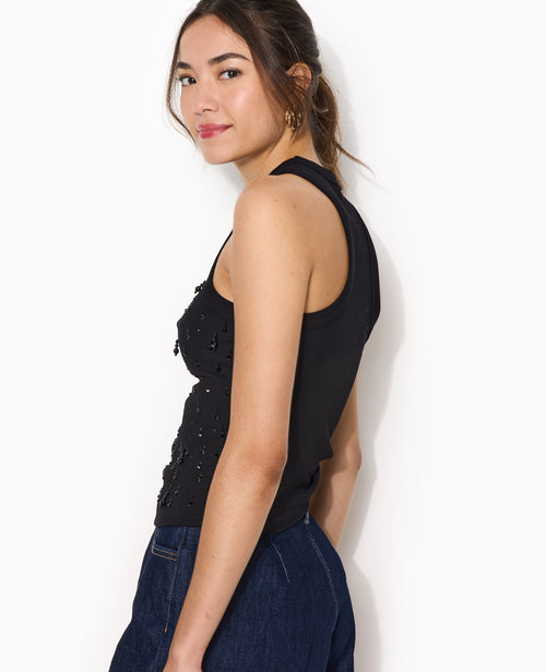 Débardeur dos nageur avec strass et perles devant - PIMKIE - 1