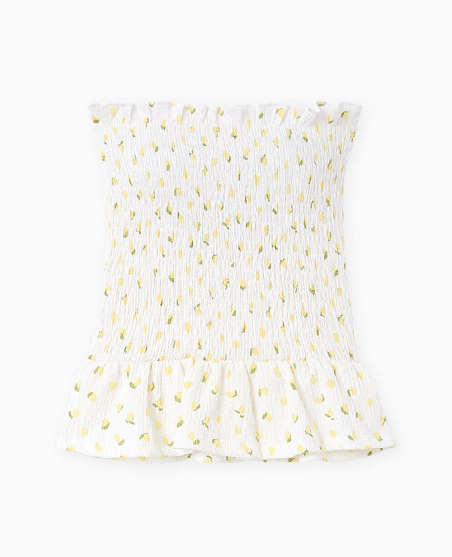 Top bandeau en smock motif citrons - PIMKIE - 4