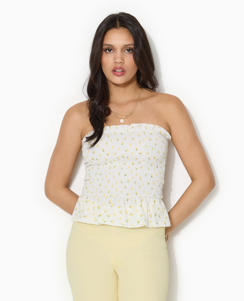Top bandeau en smock motif citrons - PIMKIE - 7