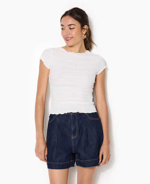 T-shirt manches courtes en maille reliefée - PIMKIE - 1