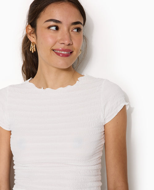 T-shirt manches courtes en maille reliefée - PIMKIE - 8