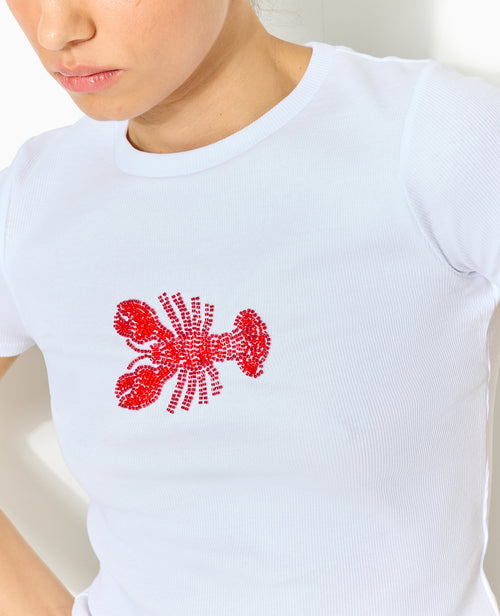 T-shirt ajusté en maille côtelée avec homard - PIMKIE - 2