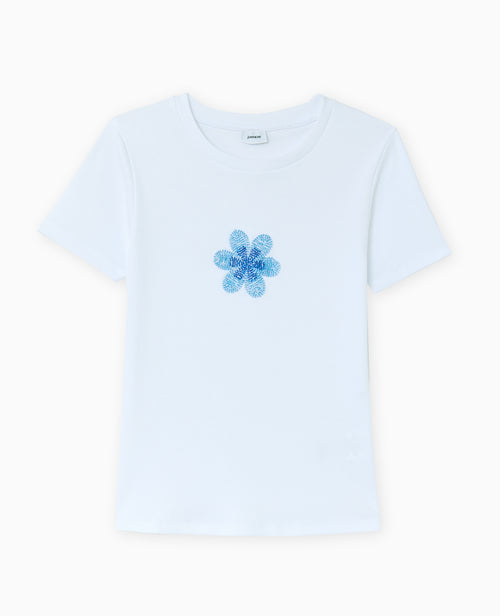 T-shirt ajusté en maille côtelée avec fleur - PIMKIE - 4