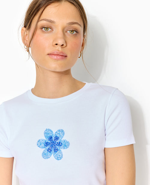 T-shirt ajusté en maille côtelée avec fleur - PIMKIE - 8