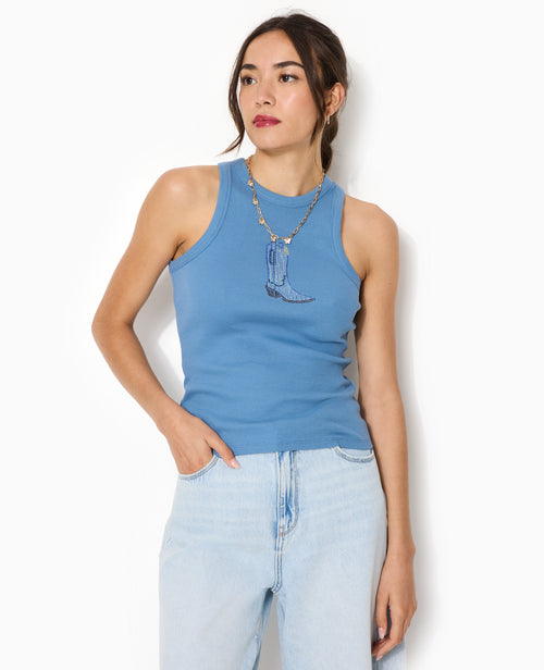 Débardeur en maille côtelée avec motif en strass - PIMKIE - 1