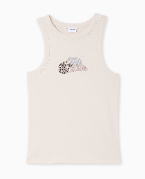 Débardeur en maille côtelée avec motif en strass - PIMKIE - 4