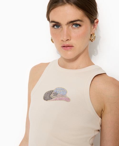 Débardeur en maille côtelée avec motif en strass - PIMKIE - 7