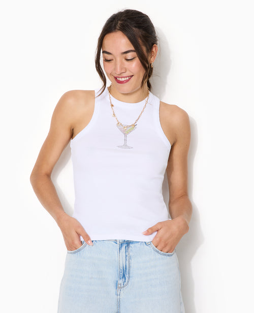 Débardeur en maille côtelée avec motif en strass - PIMKIE - 1