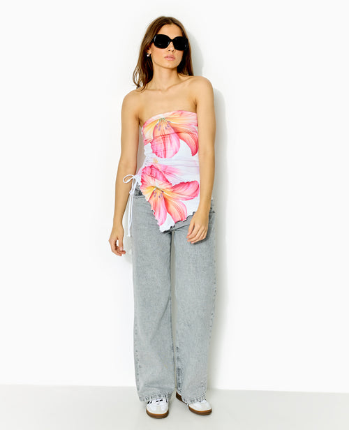 Top bustier asymétrique avec maxi-fleurs - PIMKIE - 3