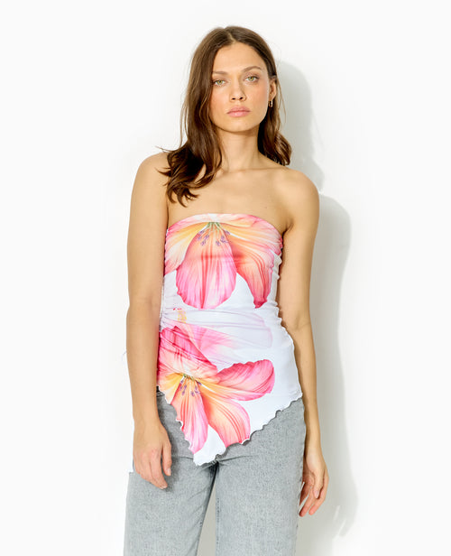 Top bustier asymétrique avec maxi-fleurs - PIMKIE - 5
