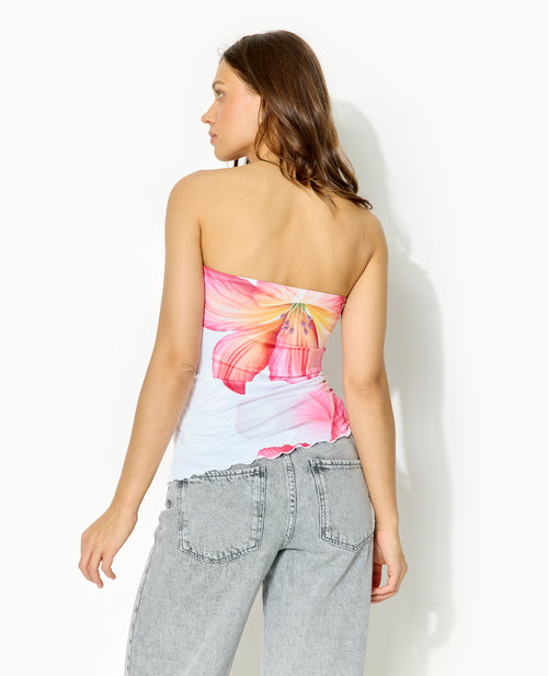 Top bustier asymétrique avec maxi-fleurs - PIMKIE - 6