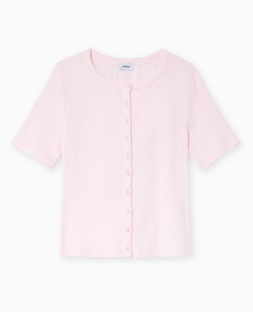 T-shirt boutonné en maille côtelée - PIMKIE - 4