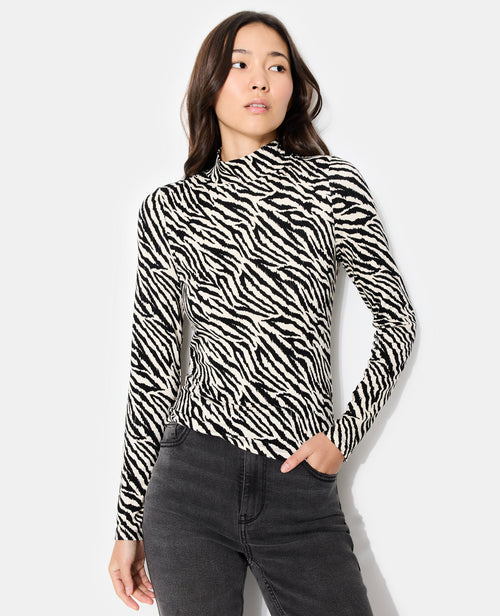 T-shirt manches longues motif zèbre - PIMKIE - 1