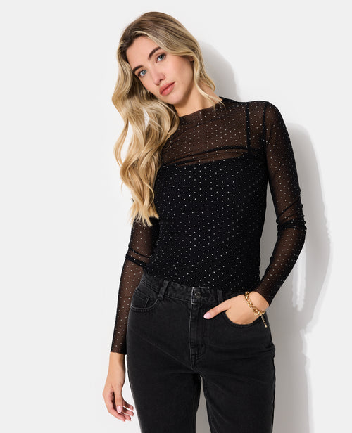 Top manches longues en voile avec mini-clous - PIMKIE - 1
