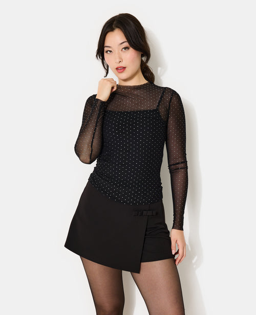 Top manches longues en voile avec mini-clous - PIMKIE - 1