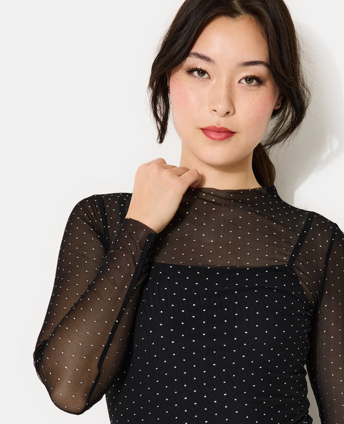 Top manches longues en voile avec mini-clous - PIMKIE - 2