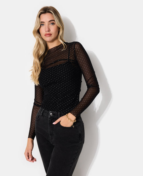 Top manches longues en voile avec mini-clous - PIMKIE - 5