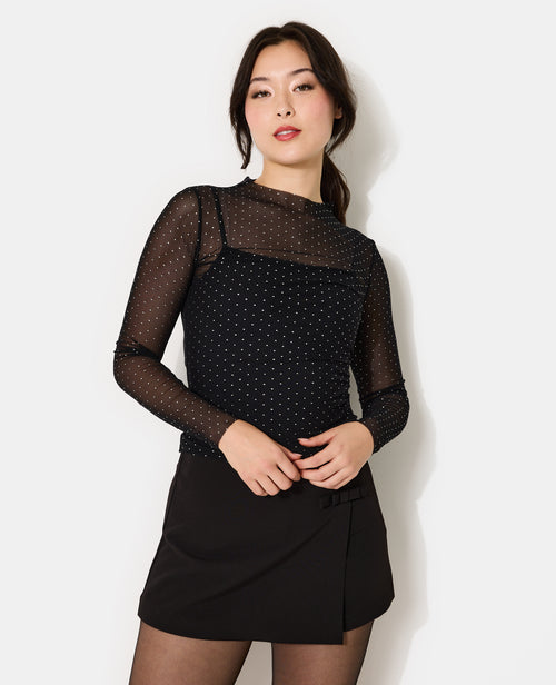 Top manches longues en voile avec mini-clous - PIMKIE - 5