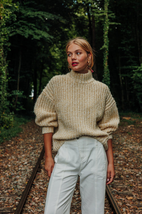 Pull grosse maille moulinée col montant - PIMKIE - 1