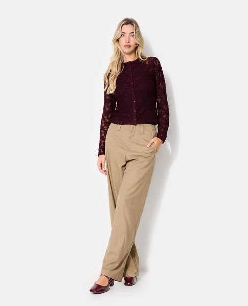 Top boutonné manches longues en dentelle - PIMKIE - 3
