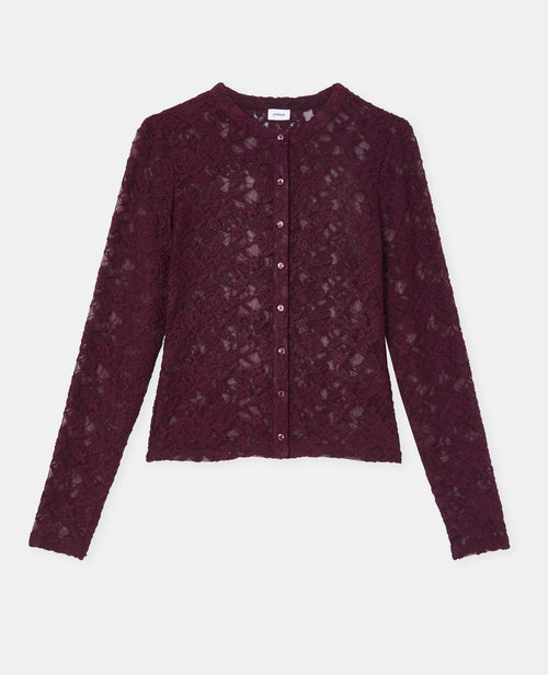 Top boutonné manches longues en dentelle - PIMKIE - 4