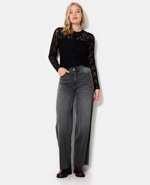 Top boutonné manches longues en dentelle - PIMKIE - 3