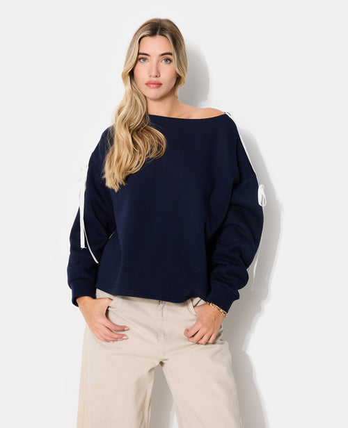 Sweat ample avec détail nœuds sur les manches - PIMKIE - 1